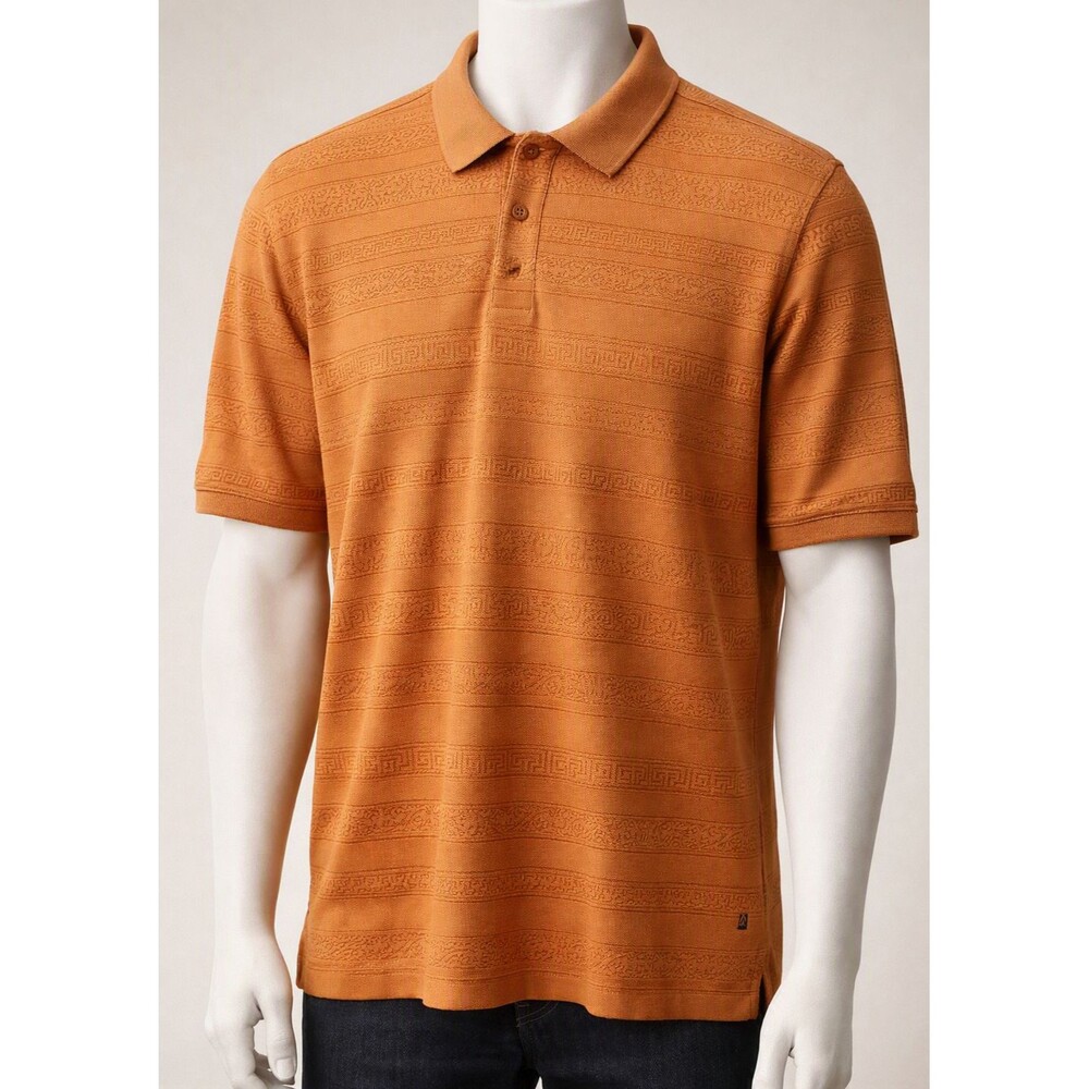 Arrow Mens Polo Shirt XXL Orange Cotton Rayon Knit Collared Golf Dadcore Y2K